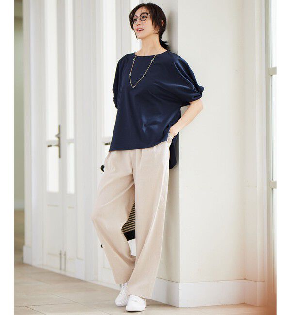 自由区「【接触冷感・UVカット・吸水速乾・抗菌防臭・洗える】ハイツイストポンチスリーブディティール カットソー」|Tシャツ・カットソー|