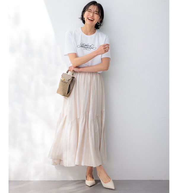 23区「【井波麻里衣さんコラボ】カリグラフィー 刺繍 Tシャツ」|Tシャツ・カットソー|