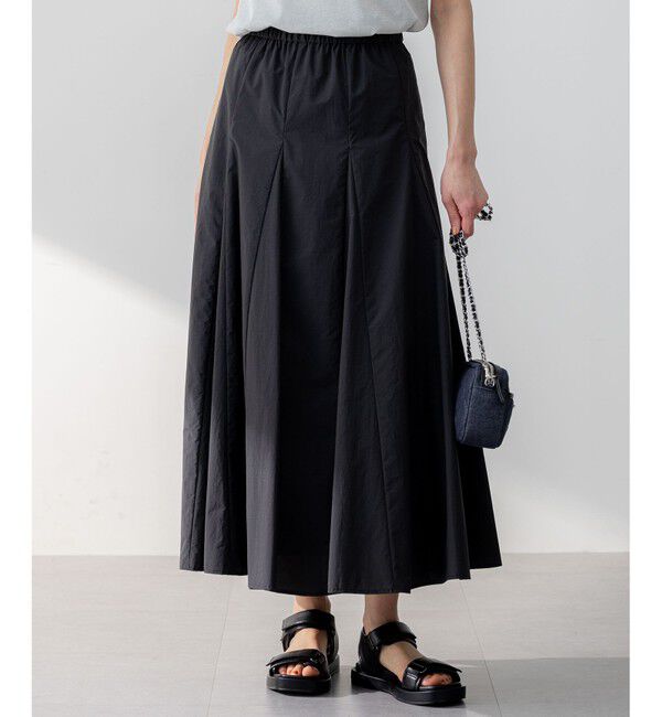 23区「【撥水加工/洗える】ナイロンコットンタフタ フレア スカート」|スカート|ブラック系
