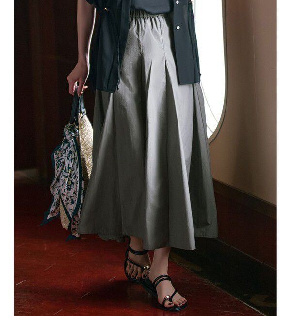 23区「【撥水加工/洗える】ナイロンコットンタフタ フレア スカート」|スカート|カーキ系