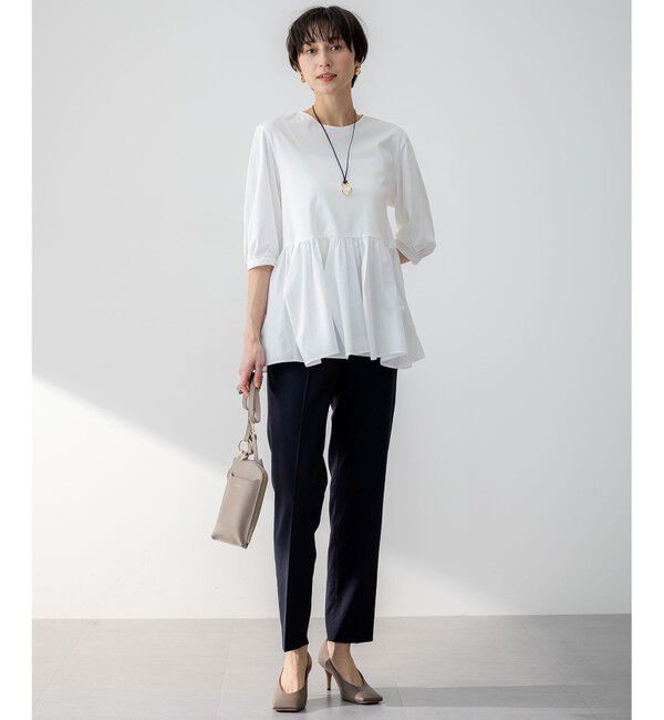 23区「【GLOW8月号掲載/洗える】ランダムフリルジャージー ペプラム カットソー」|Tシャツ・カットソー|