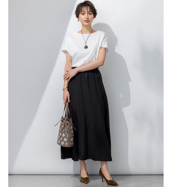 23区「【汗じみ防止/洗える】スムースデザイン フレンチスリーブ Tシャツ」|Tシャツ・カットソー|