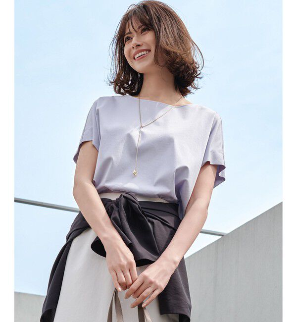 23区「【汗じみ防止/洗える】スムースデザイン フレンチスリーブ Tシャツ」|Tシャツ・カットソー|