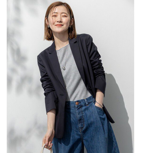 23区「【セットアップ対応/洗える】ストレッチシャンブレー テーラードジャケット」|テーラードジャケット|ネイビー系