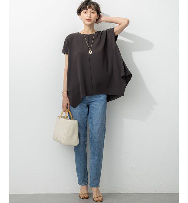 23区「【UVカット/接触冷感/吸水速乾】ストレッチジョーゼット イレギュラーヘムプルオーバー」|Tシャツ・カットソー|