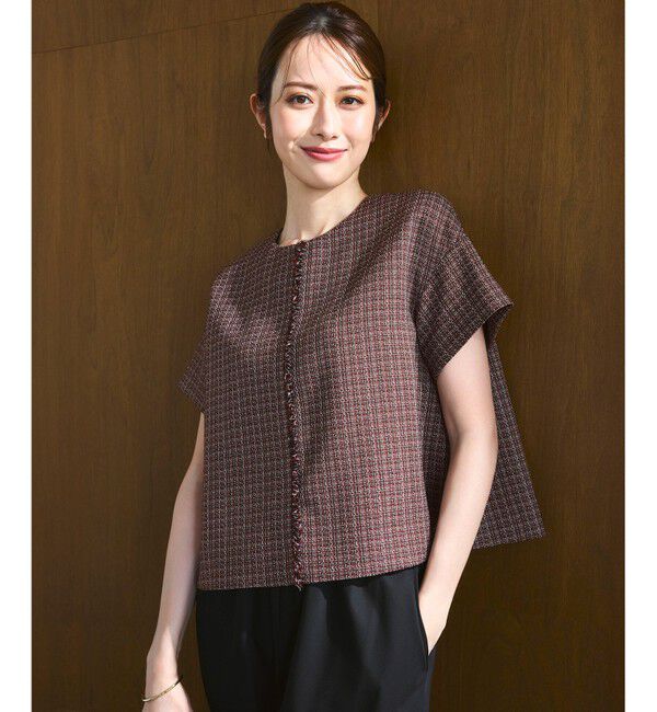23区「【洗える】ツイーディーカラーミックス ハーフスリーブ ブラウス」|シャツ・ブラウス|ﾚｯﾄﾞﾐｯ