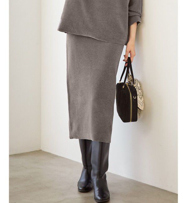 23区「【SLOW/一部店舗限定】ベロア風ニット スカート」|スカート|ブラウン系