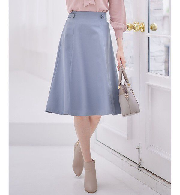 any SiS「【AIコラボ】サイドボタンフレア スカート」|スカート|ライトブルー