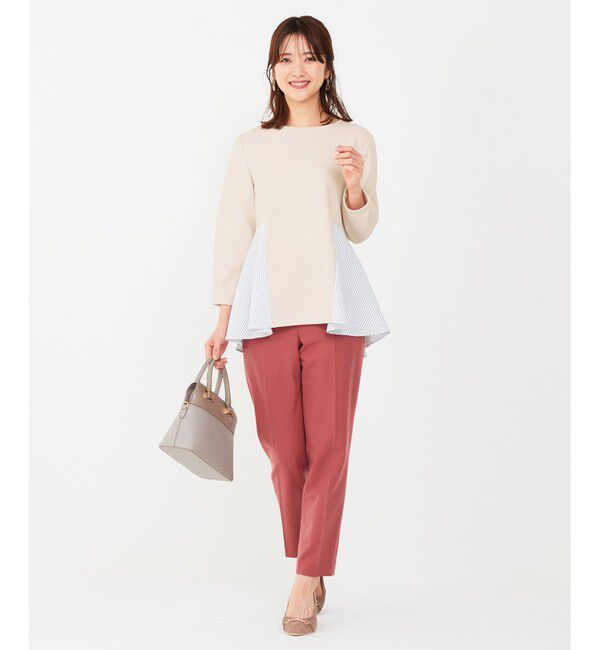 ANY SIS「【洗える】異素材コンビペプラム トップス」|Tシャツ・カットソー|