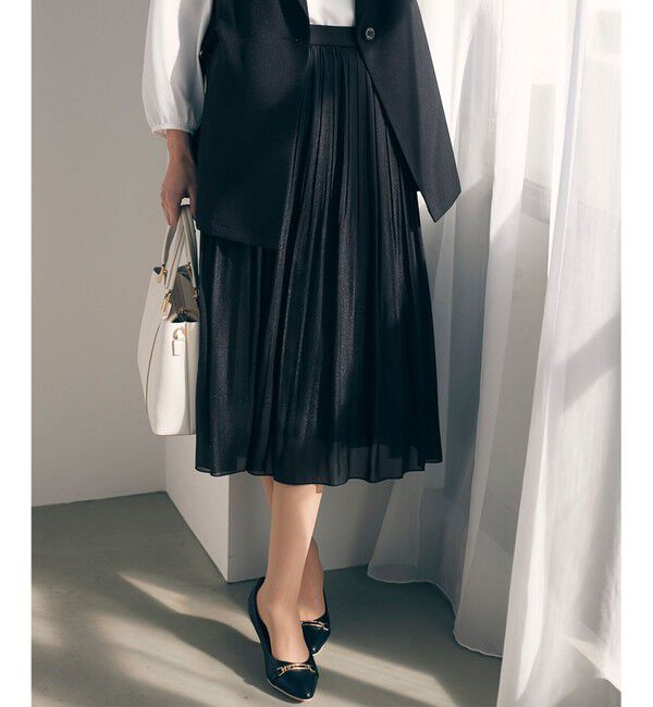 any SiS「【洗える】シャイニープリーツ スカート」|スカート|ブラック