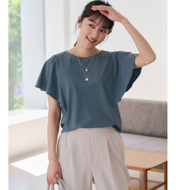 ANY SIS「【洗える】フリルスリーブ カットソー」|Tシャツ・カットソー|ダークミント