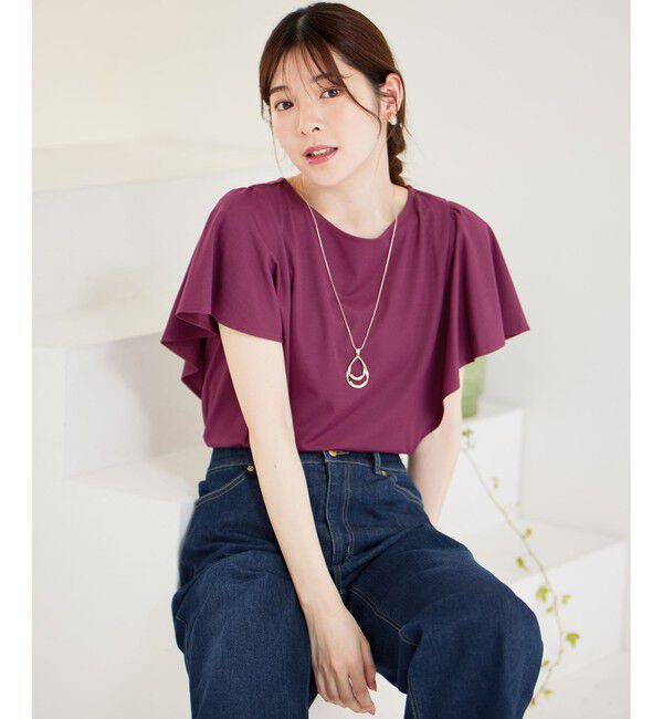 ANY SIS「【洗える】フリルスリーブ カットソー」|Tシャツ・カットソー|