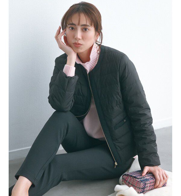 any SiS「【撥水・洗える】2WAYノーカラーダウン ジャケット」|ダウン|ブラック