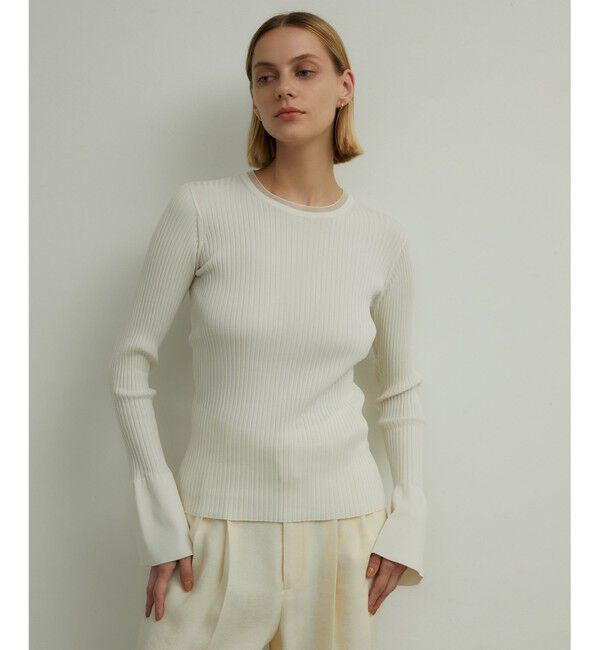 BEIGE,「HANNA / リブニットトップス」|ニット・セーター|Ecru