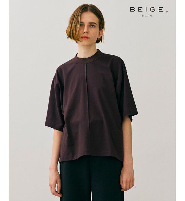 BEIGE,「【BEIGE,ecru/WEB限定・洗える】JERSEY STITCH / コットンハーフスリーブトップス」|Tシャツ・カットソー|Bordeaux