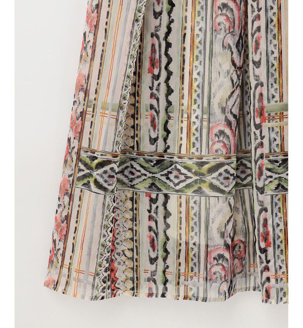  「ストライプイカットプリントワンピース」|ワンピース|