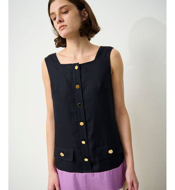 Grace Class「リネンタッチ配色ワンピース」|ワンピース|