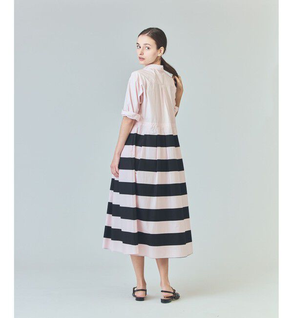  「ボーダーコンビシャツワンピース」|ワンピース|