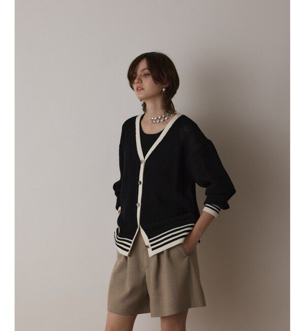 Diagram「メッシュラインニットカーディガン」|カーディガン|ブラック