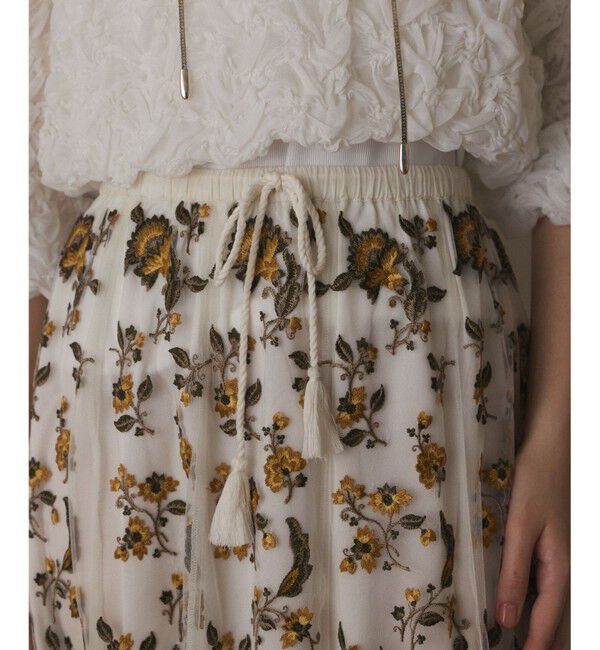 GRACE CONTINENTAL「サラサ刺繍チュールスカート」|スカート|