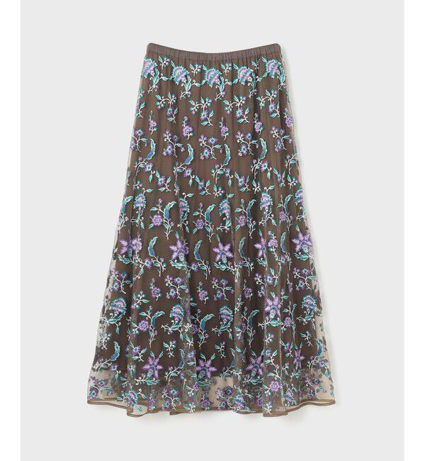 GRACE CONTINENTAL「サラサ刺繍チュールスカート」|スカート|