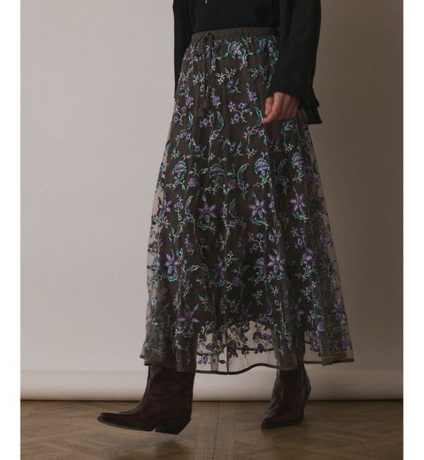 GRACE CONTINENTAL「サラサ刺繍チュールスカート」|スカート|