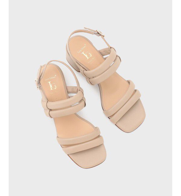  「LUCA GROSSI ラインパフヒール」|サンダル|ベージュ