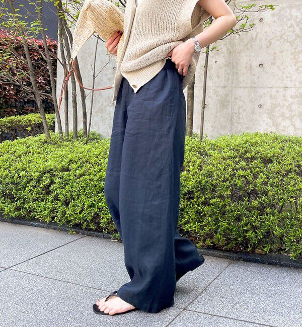 NOLLEY'S「【WEB STAFF恵☆別注カラーあり】《セットアップ対応》リネンセミワイドパンツ」|その他|ダークネイビー