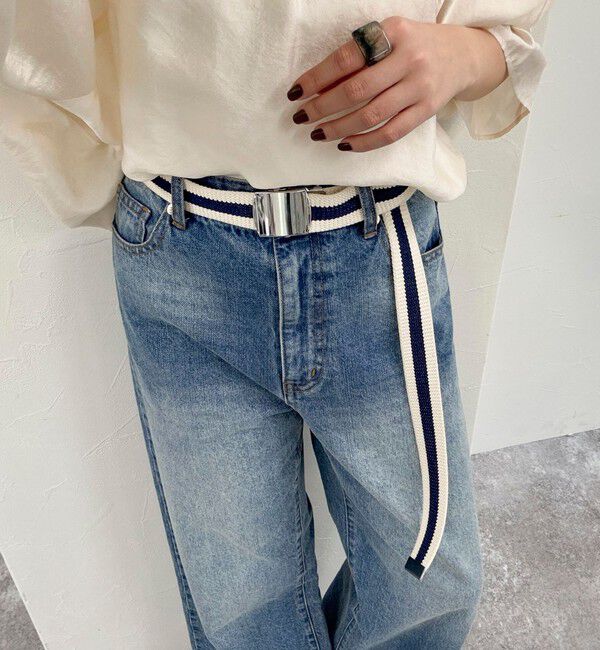 fredy emue「【atelier brugge/アトリエブルージュ】 シルバーバックルテープベルト」|ベルト|ホワイト系その他