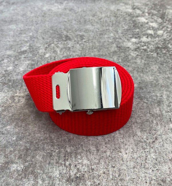 fredy emue「【atelier brugge/アトリエブルージュ】 シルバーバックルテープベルト」|ベルト|レッド