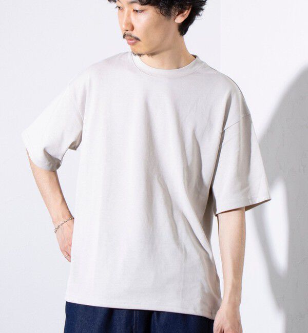 GLOSTER「【GLOSTER/グロスター】裾ドロスト 機能素材Tシャツ 無地T ショートスリーブ」|Tシャツ・カットソー|グレーベージュ