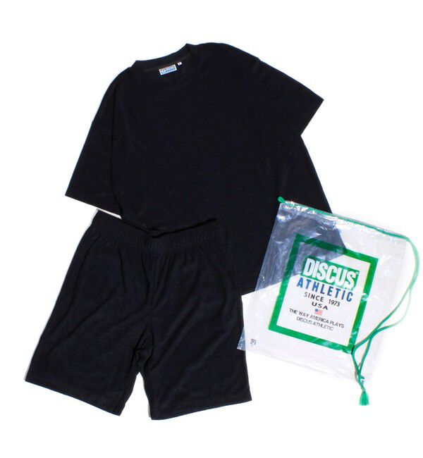 GLOSTER「【3点セット】【DISCUS ATHLETIC】パイルセットアップ Tシャツ＆ショーツ＆収納バッグ」|Tシャツ・カットソー|ブラック