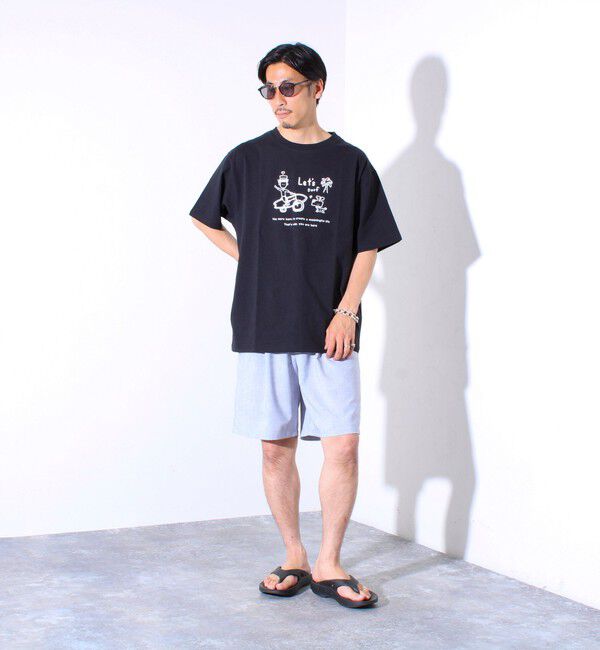 FREDY MAC「【tuu/トゥー】白黒プリントTシャツ ? Let's surf バイク＆サーフボード 」|Tシャツ・カットソー|