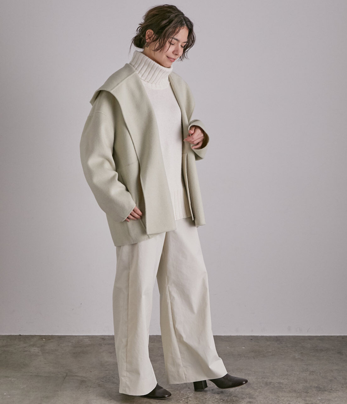 SALON adam et rope'「ウールカシミヤ無双仕立てフード付きミドル丈コート」|その他|