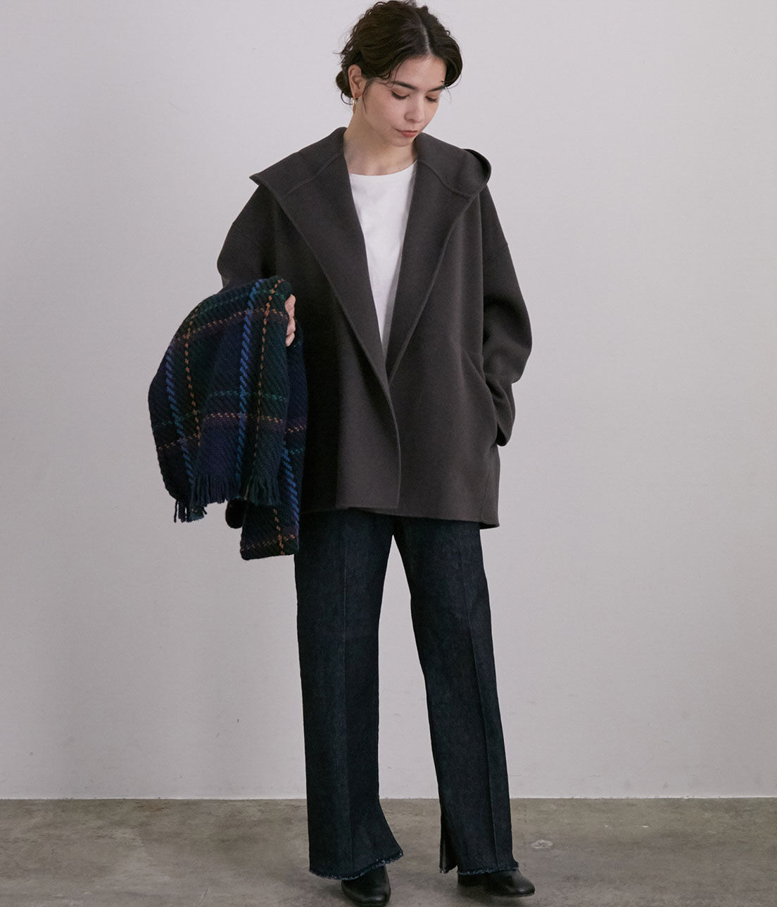 SALON adam et rope'「ウールカシミヤ無双仕立てフード付きミドル丈コート」|その他|