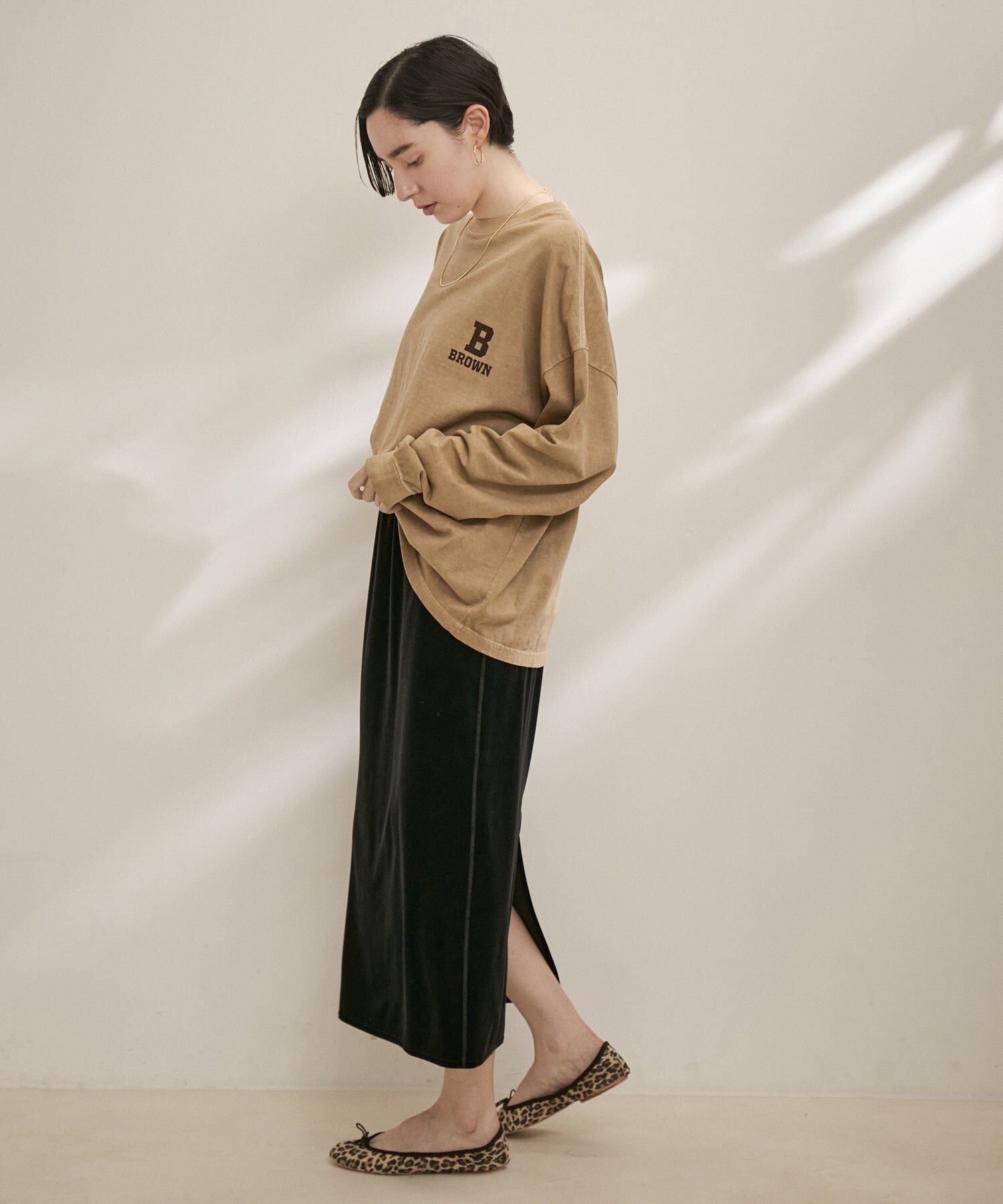 SALON adam et rope'「ベロアロングスリットタイトスカート【セットアップ対応・洗える】」|スカート|