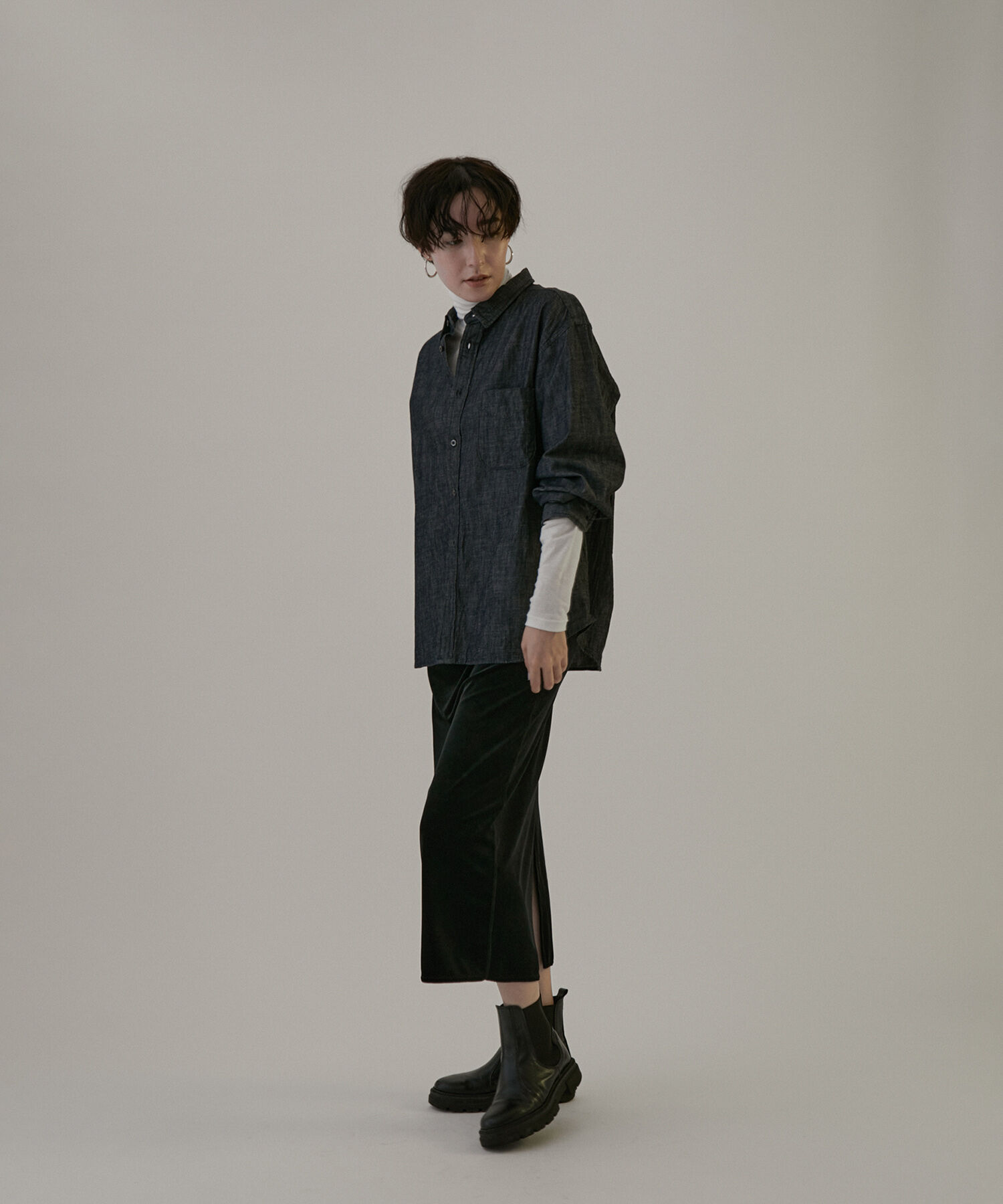 SALON adam et rope'「ベロアロングスリットタイトスカート【セットアップ対応・洗える】」|スカート|