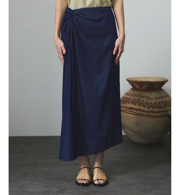 SALON adam et rope'「【セットアップ対応】デニムアシンメトリードレープスカート」|スカート|