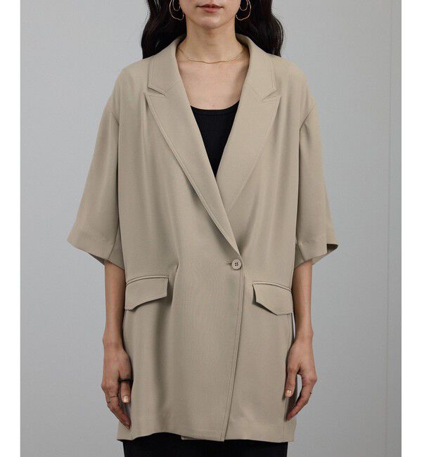 SALON adam et rope'「バックサテンハーフスリーブジャケット［セットアップ対応・今から秋まで］」|テーラードジャケット|