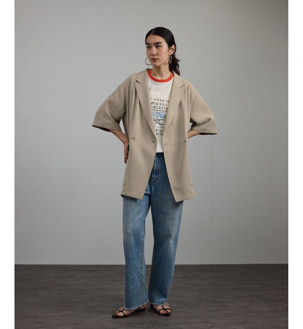 SALON adam et rope'「バックサテンハーフスリーブジャケット［セットアップ対応・今から秋まで］」|テーラードジャケット|