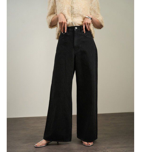 SALON adam et rope'「USAコットンセンタープレスバギーデニム［セットアップ対応］」|デニム|チャコール(06)