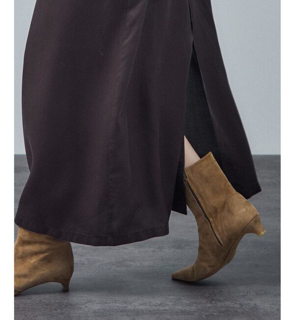 SALON adam et rope'「【W S（ドゥーブル）】ポインテッドトゥ レザーヒールショートブーツ」|ロングブーツ|