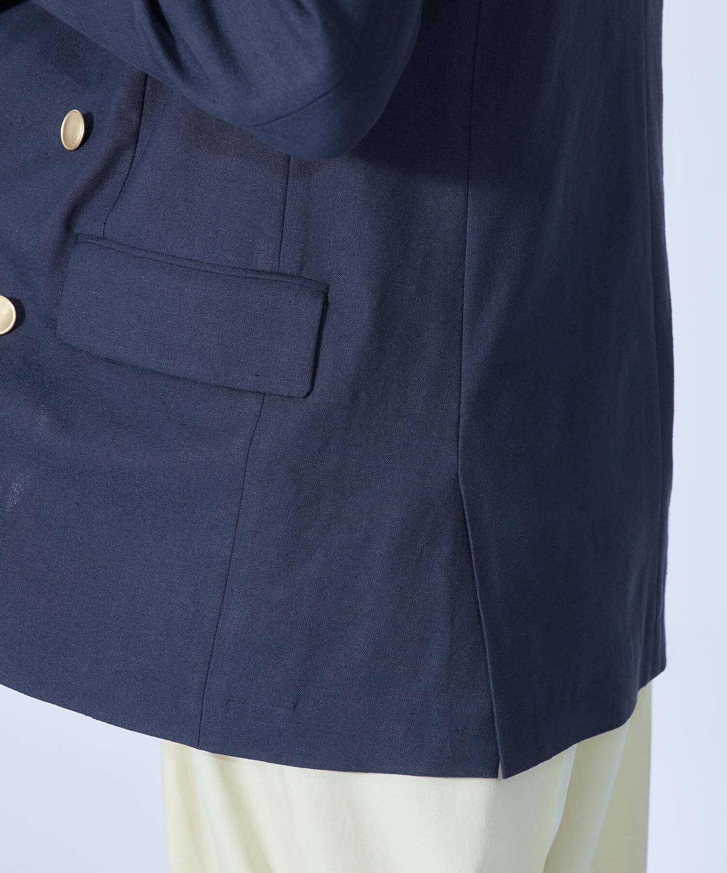 ROPE「麻混ストレッチカーディ紺ブレザー」|テーラードジャケット|