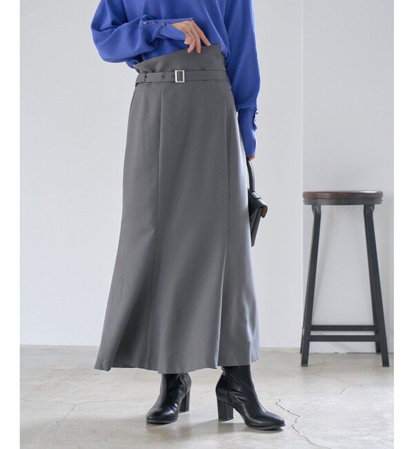 VIS「【防シワ】パウダリーツイルマーメイドスカート」|スカート|チャコール(06)