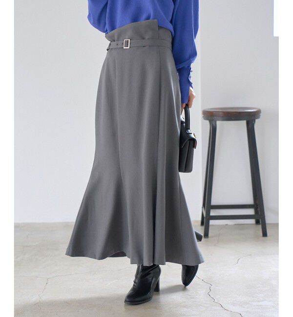 VIS「【防シワ】パウダリーツイルマーメイドスカート」|スカート|
