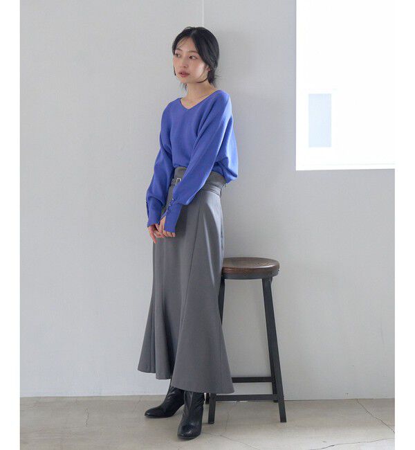 VIS「【防シワ】パウダリーツイルマーメイドスカート」|スカート|