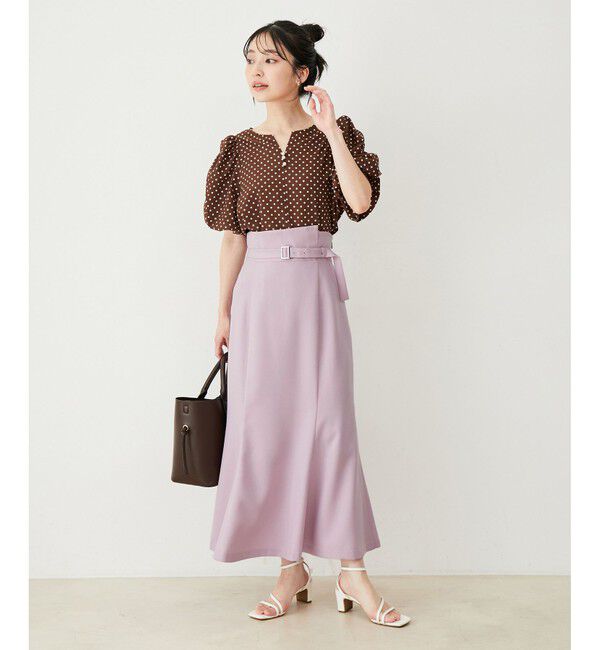 VIS「【防シワ】パウダリーツイルマーメイドスカート」|スカート|