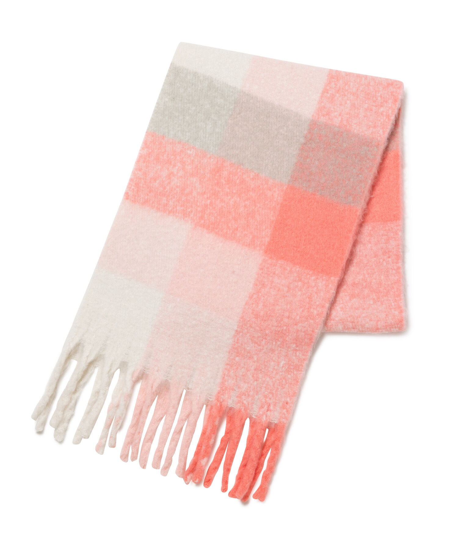 VIS「【リサイクルポリ】ブロックチェック太フリンジマフラー」|マフラー|