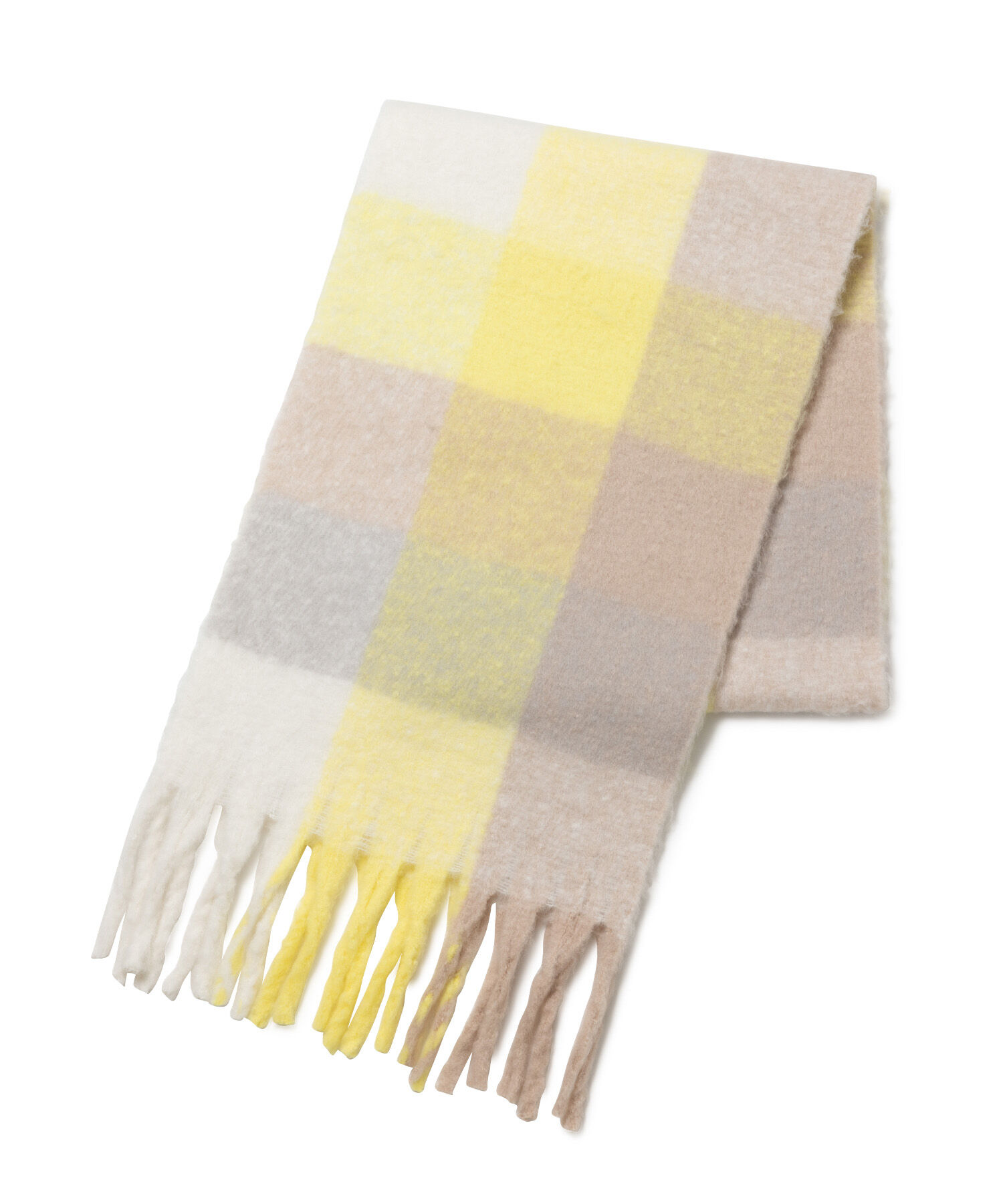 VIS「【リサイクルポリ】ブロックチェック太フリンジマフラー」|マフラー|