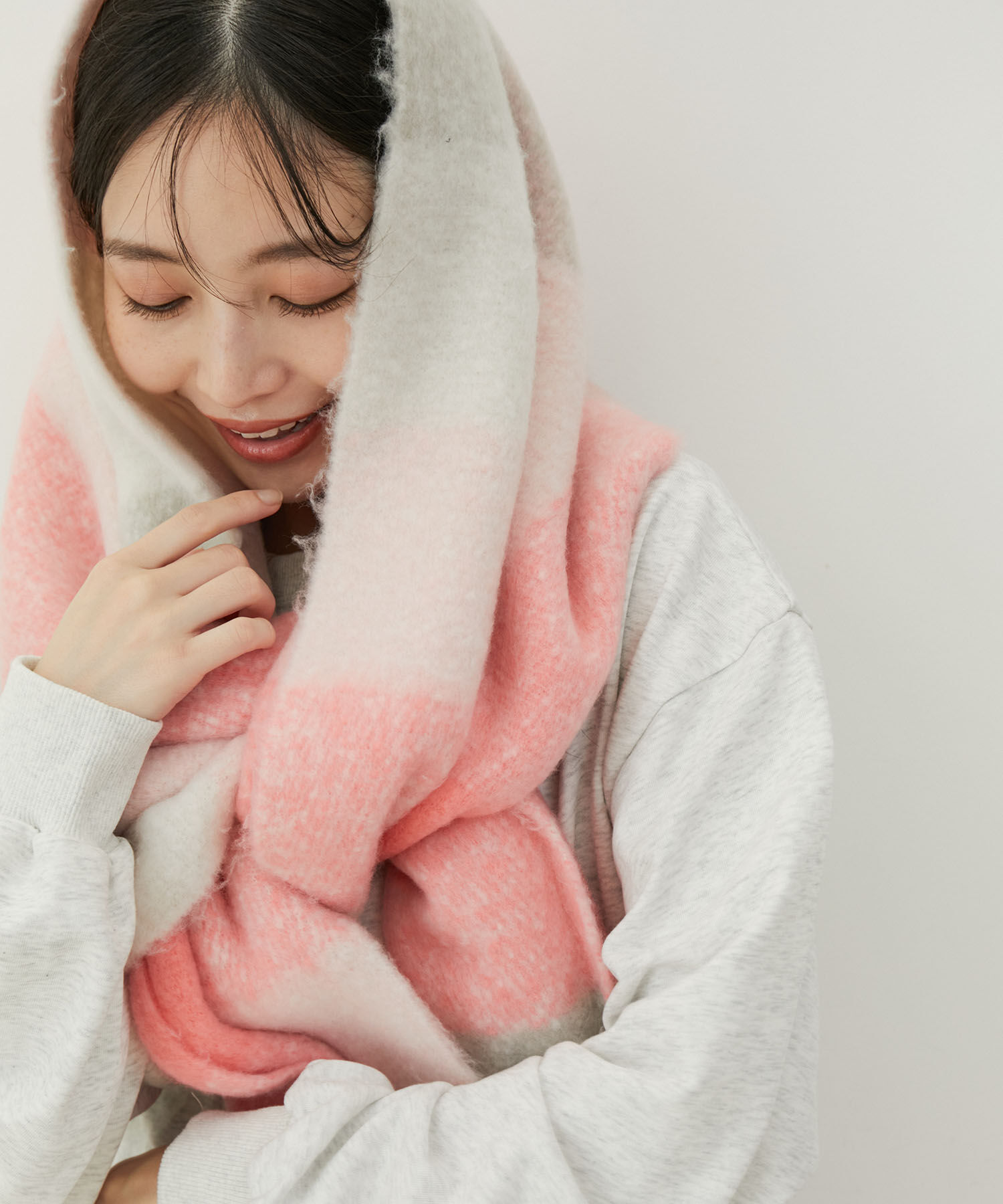 VIS「【リサイクルポリ】ブロックチェック太フリンジマフラー」|マフラー|